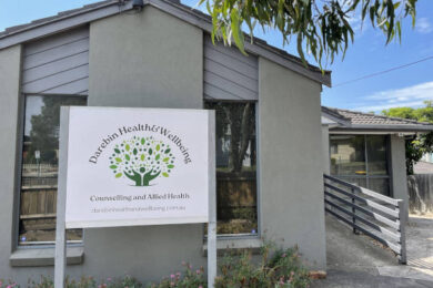 Front of building with signage